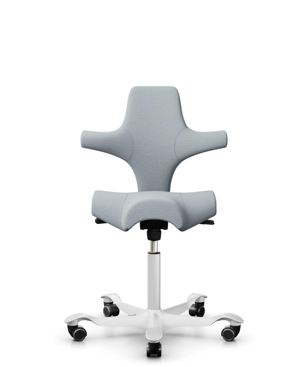 HÅG Capisco 8106 - Sirdal (GU) - Wol - SRD120 Light grey - Framekleur - Wit - Gasveer - 265 mm (Zithoogte 53-79cm) - Vloercontact - Harde wielen t.b.v. zachte vloeren - Voetenring - Nee, geen voetenring - Voetster - Nee, voetster in framekleur - 1