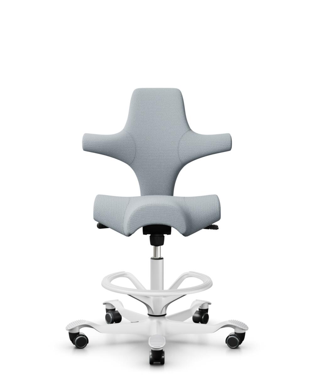 HÅG Capisco 8106 - Sirdal (GU) - Wol - SRD120 Light grey - Framekleur - Wit - Gasveer - 265 mm (Zithoogte 53-79cm) - Vloercontact - Harde wielen t.b.v. zachte vloeren - Voetenring - Ja, in framekleur - Voetster - Nee, voetster in framekleur - 1