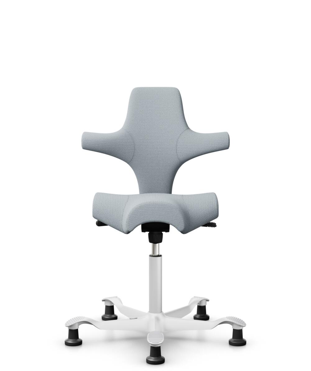 HÅG Capisco 8106 - Sirdal (GU) - Wol - SRD120 Light grey - Framekleur - Wit - Gasveer - 265 mm (Zithoogte 53-79cm) - Vloercontact - Glijdoppen - Voetenring - Nee, geen voetenring - Voetster - Nee, voetster in framekleur - 1