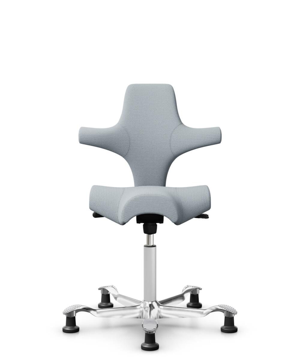 HÅG Capisco 8106 - Sirdal (GU) - Wol - SRD120 Light grey - Framekleur - Wit - Gasveer - 265 mm (Zithoogte 53-79cm) - Vloercontact - Glijdoppen - Voetenring - Nee, geen voetenring - Voetster - Ja, voetster in gepolijst aluminium - 1