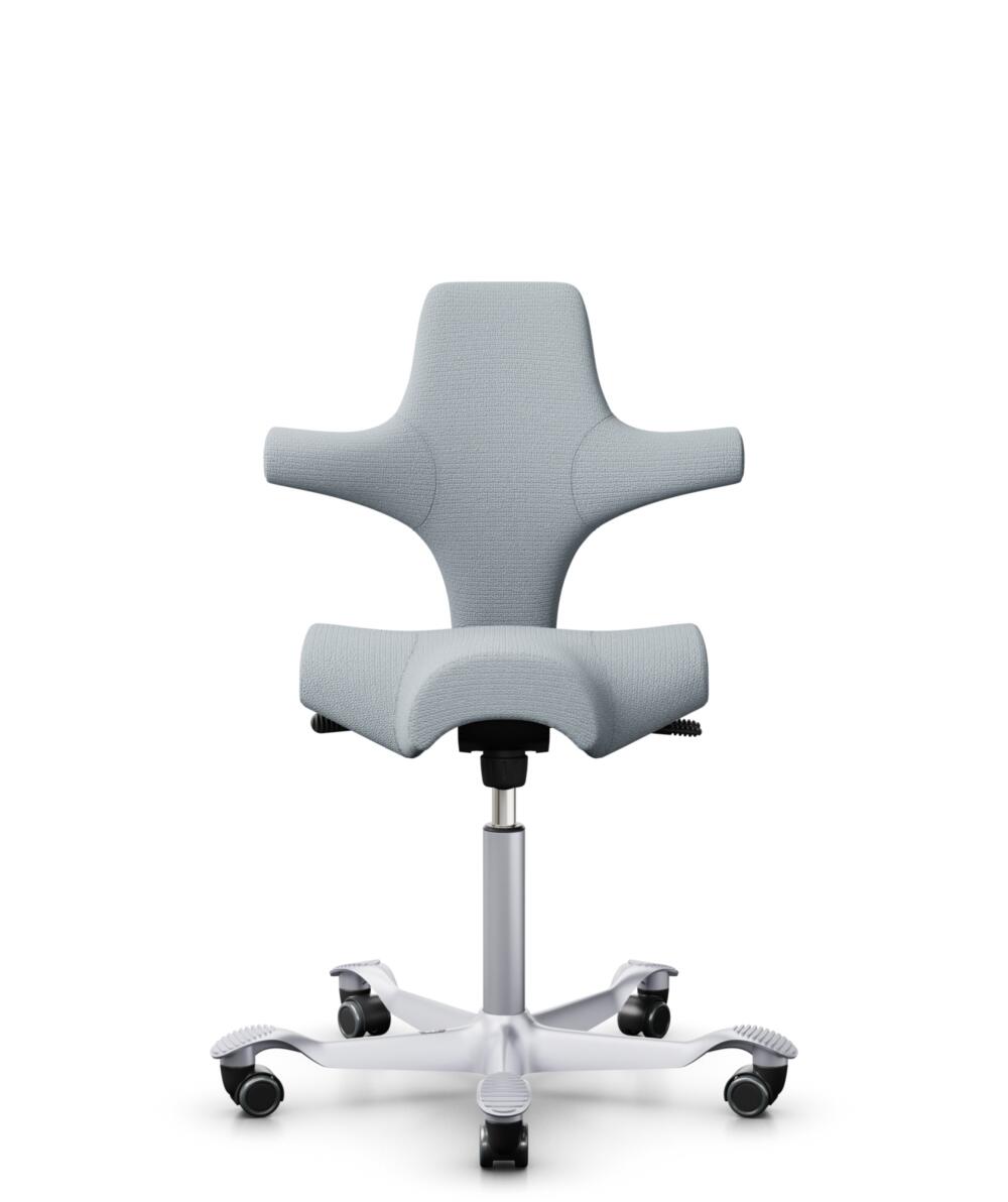 HÅG Capisco 8106 - Sirdal (GU) - Wol - SRD120 Light grey - Framekleur - Zilver - Gasveer - 200 mm (Zithoogte 46-64cm) - Vloercontact - Harde wielen t.b.v. zachte vloeren - Voetenring - Nee, geen voetenring - Voetster - Nee, voetster in framekleur - 1