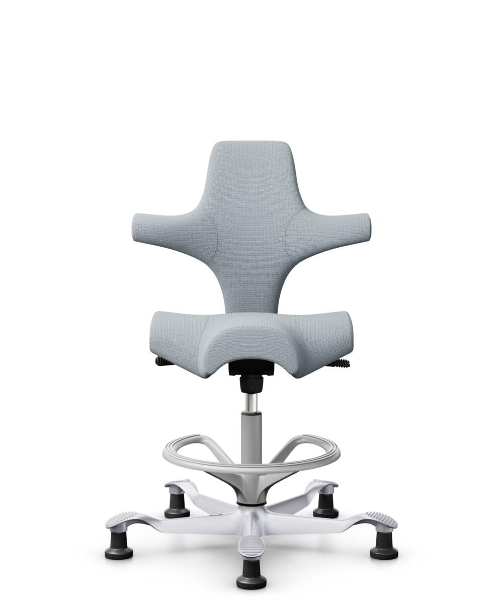 HÅG Capisco 8106 - Sirdal (GU) - Wol - SRD120 Light grey - Framekleur - Zilver - Gasveer - 200 mm (Zithoogte 46-64cm) - Vloercontact - Glijdoppen - Voetenring - Ja, in framekleur - Voetster - Nee, voetster in framekleur - 1