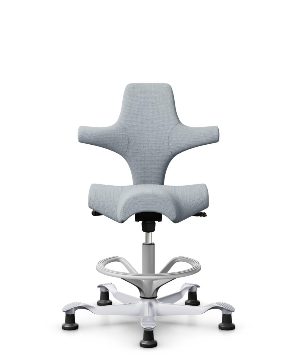 HÅG Capisco 8106 - Sirdal (GU) - Wol - SRD120 Light grey - Framekleur - Zilver - Gasveer - 265 mm (Zithoogte 53-79cm) - Vloercontact - Glijdoppen - Voetenring - Ja, in framekleur - Voetster - Nee, voetster in framekleur - 1
