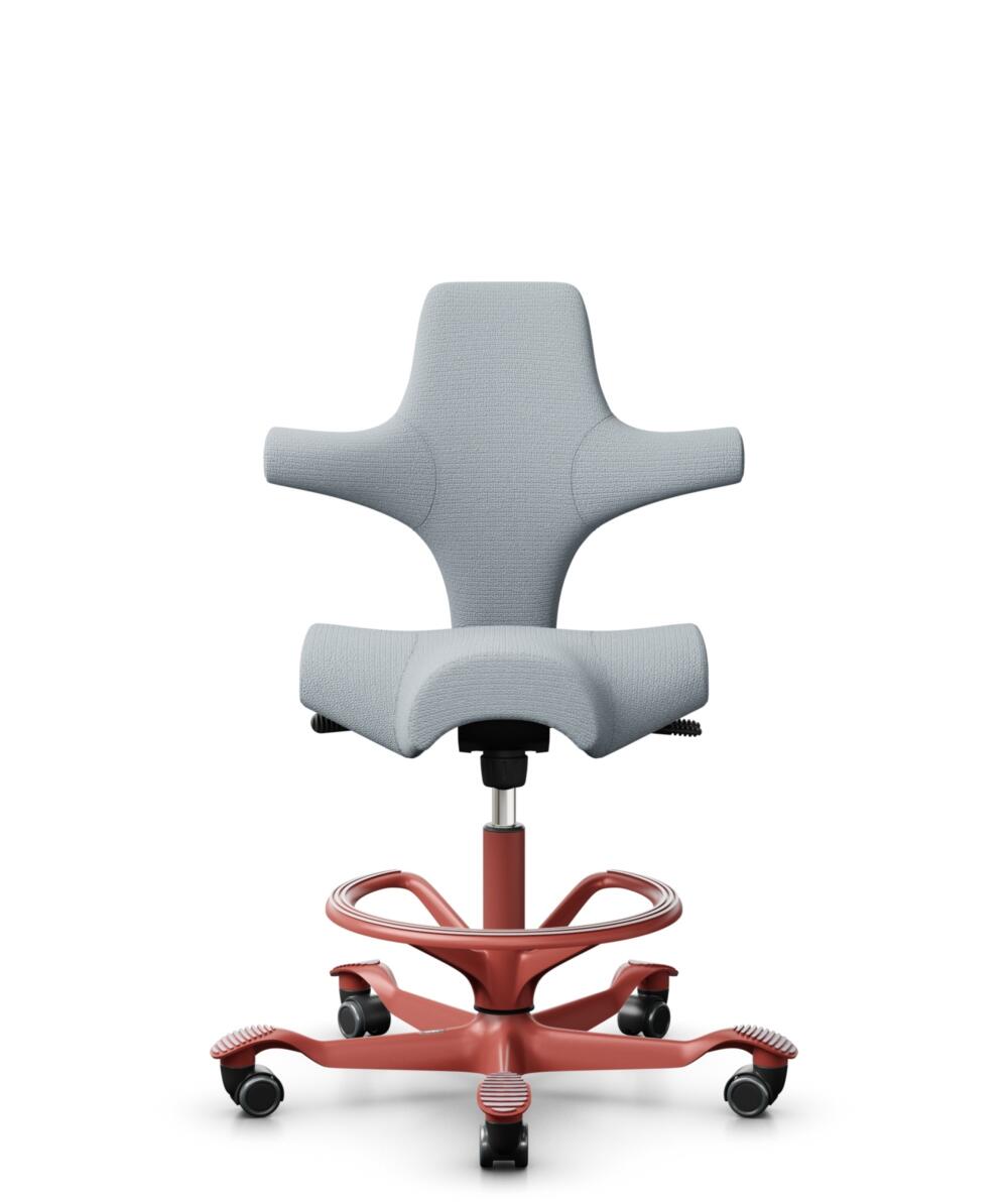 HÅG Capisco 8106 - Sirdal (GU) - Wol - SRD120 Light grey - Framekleur - Blush Rose - Gasveer - 265 mm (Zithoogte 53-79cm) - Vloercontact - Harde wielen t.b.v. zachte vloeren - Voetenring - Ja, in framekleur - Voetster - Nee, voetster in framekleur - 1