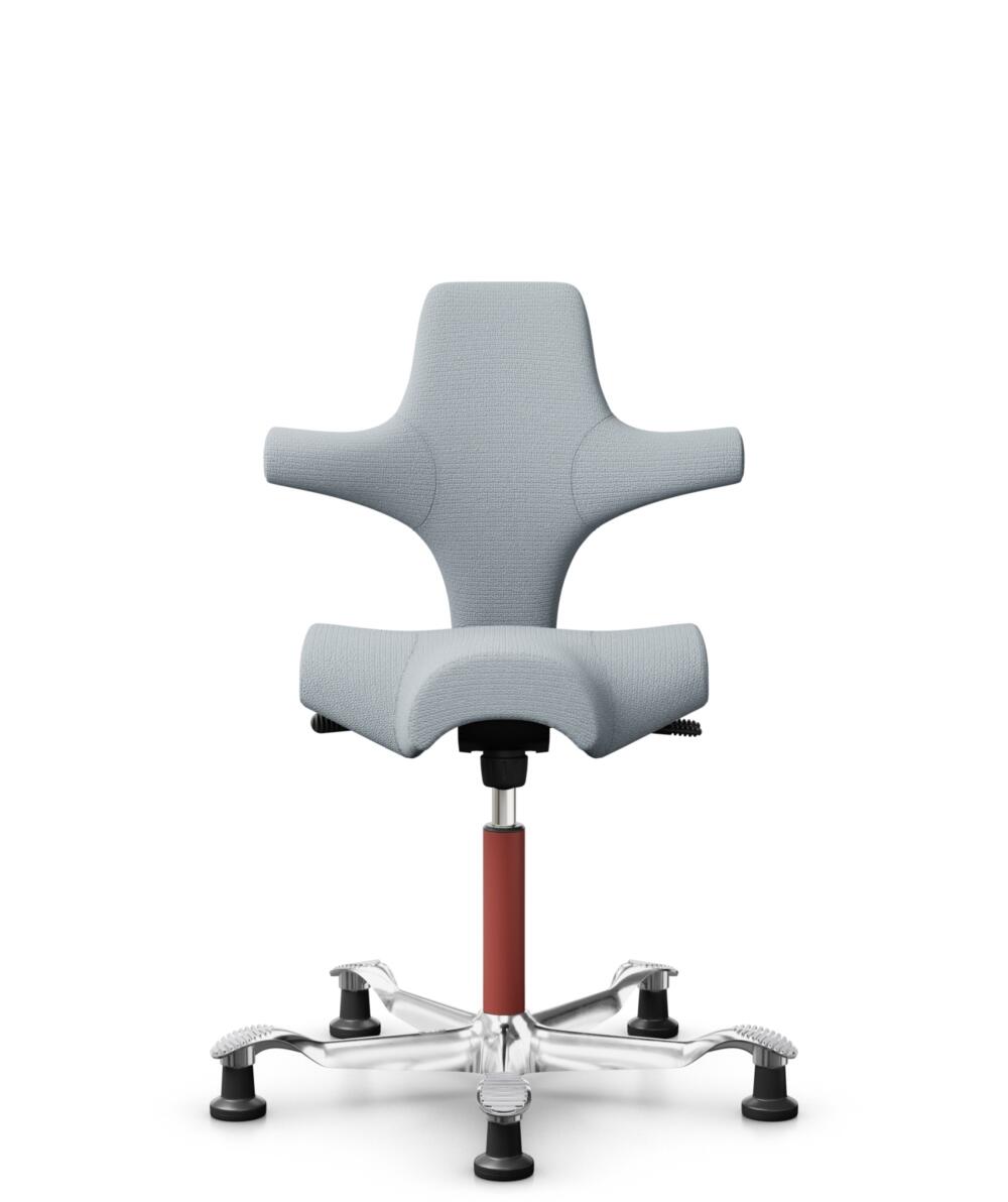 HÅG Capisco 8106 - Sirdal (GU) - Wol - SRD120 Light grey - Framekleur - Blush Rose - Gasveer - 265 mm (Zithoogte 53-79cm) - Vloercontact - Glijdoppen - Voetenring - Nee, geen voetenring - Voetster - Ja, voetster in gepolijst aluminium - 1