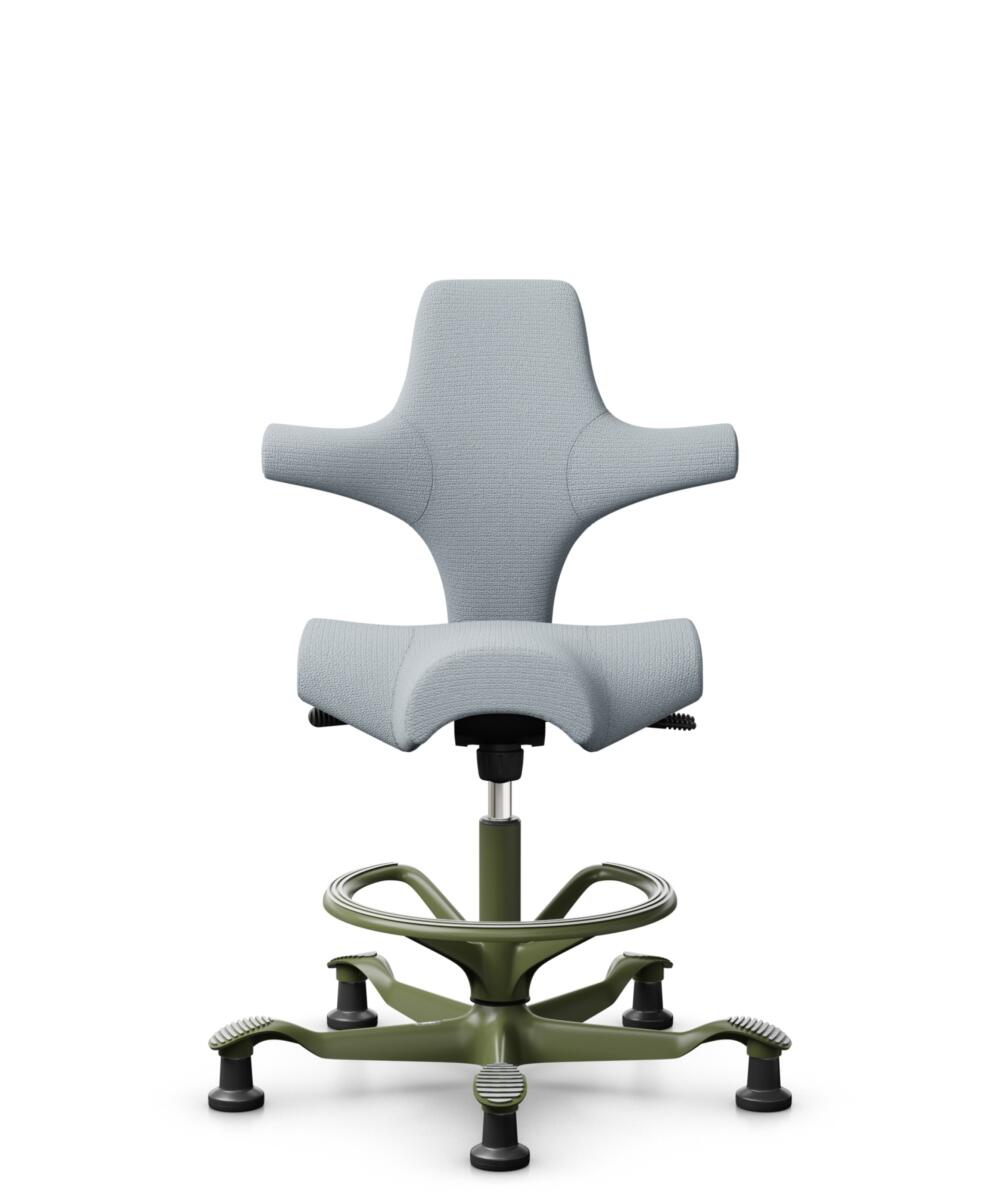 HÅG Capisco 8106 - Sirdal (GU) - Wol - SRD120 Light grey - Framekleur - Moss Grey - Gasveer - 200 mm (Zithoogte 46-64cm) - Vloercontact - Glijdoppen - Voetenring - Ja, in framekleur - Voetster - Nee, voetster in framekleur - 1
