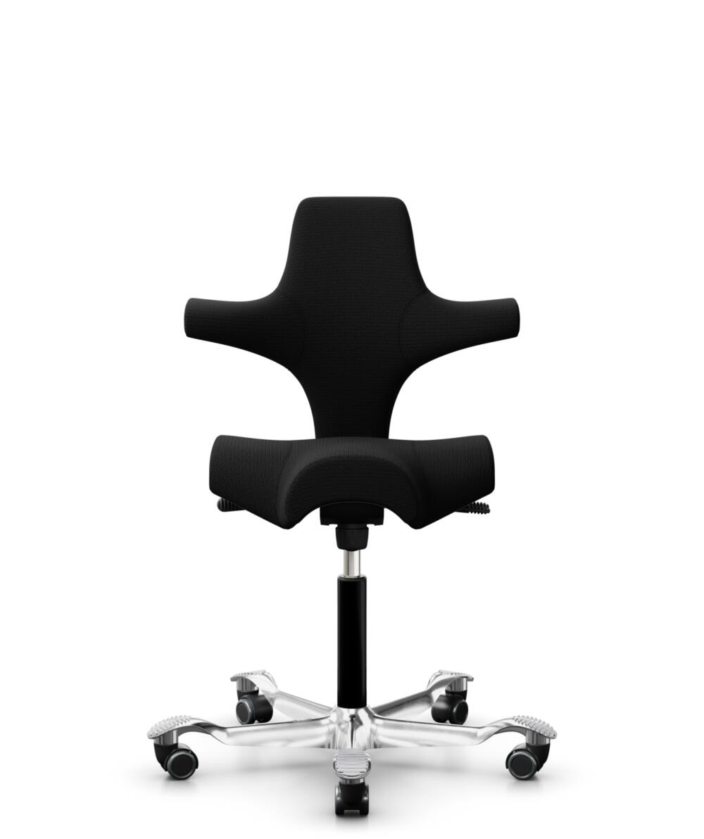 HÅG Capisco 8106 - Sirdal (GU) - Wol - SRD190 Black - Framekleur - Zwart - Gasveer - 150 mm (Zithoogte 40-55cm) - Vloercontact - Zachte wielen t.b.v. harde vloeren - Voetenring - Nee, geen voetenring - Voetster - Ja, voetster in gepolijst aluminium - 1