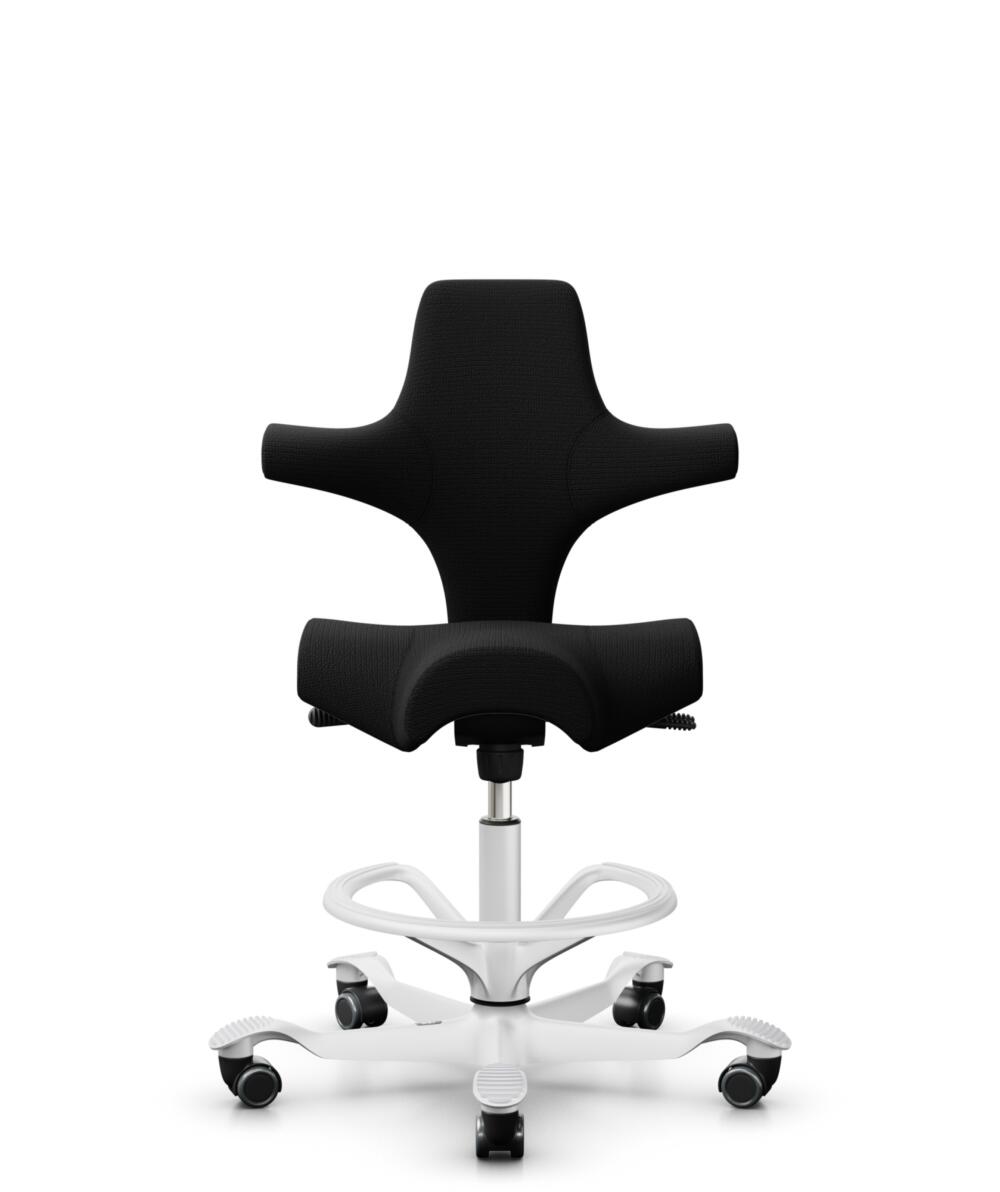 HÅG Capisco 8106 - Sirdal (GU) - Wol - SRD190 Black - Framekleur - Wit - Gasveer - 200 mm (Zithoogte 46-64cm) - Vloercontact - Harde wielen t.b.v. zachte vloeren - Voetenring - Ja, in framekleur - Voetster - Nee, voetster in framekleur - 1