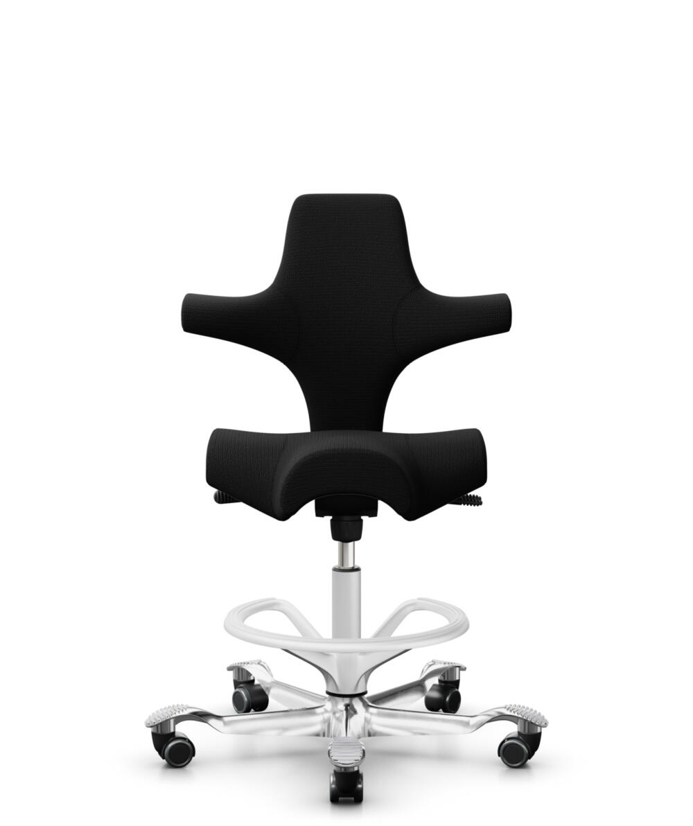 HÅG Capisco 8106 - Sirdal (GU) - Wol - SRD190 Black - Framekleur - Wit - Gasveer - 200 mm (Zithoogte 46-64cm) - Vloercontact - Harde wielen t.b.v. zachte vloeren - Voetenring - Ja, in framekleur - Voetster - Ja, voetster in gepolijst aluminium - 1