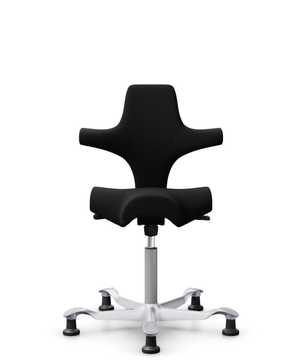HÅG Capisco 8106 - Sirdal (GU) - Wol - SRD190 Black - Framekleur - Zilver - Gasveer - 265 mm (Zithoogte 53-79cm) - Vloercontact - Glijdoppen - Voetenring - Nee, geen voetenring - Voetster - Nee, voetster in framekleur - 1