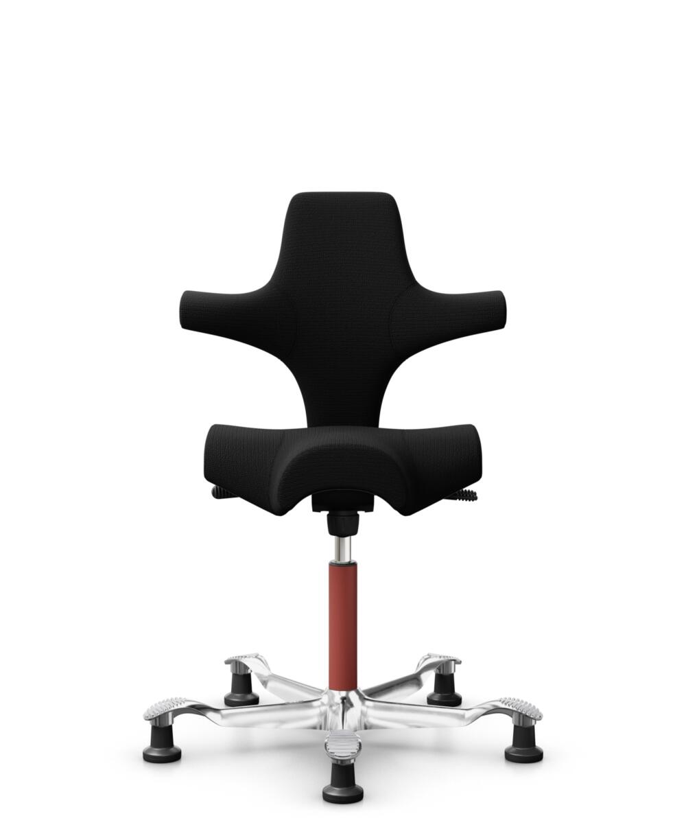 HÅG Capisco 8106 - Sirdal (GU) - Wol - SRD190 Black - Framekleur - Blush Rose - Gasveer - 150 mm (Zithoogte 40-55cm) - Vloercontact - Glijdoppen - Voetenring - Nee, geen voetenring - Voetster - Ja, voetster in gepolijst aluminium - 1
