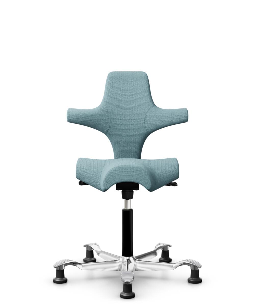 HÅG Capisco 8106 - Sirdal (GU) - Wol - SRD730 Blue - Framekleur - Zwart - Gasveer - 150 mm (Zithoogte 40-55cm) - Vloercontact - Glijdoppen - Voetenring - Nee, geen voetenring - Voetster - Ja, voetster in gepolijst aluminium - 1