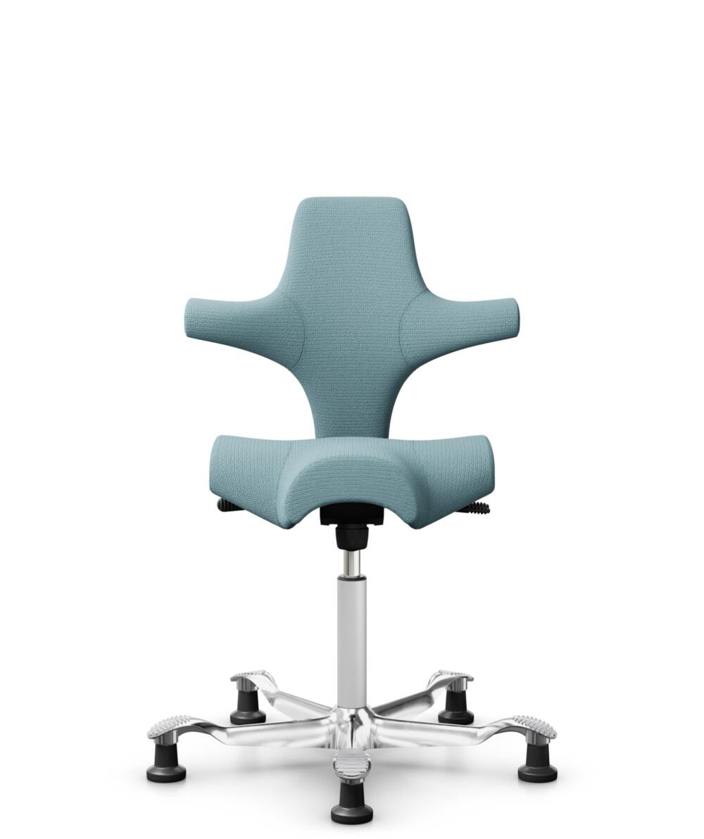 HÅG Capisco 8106 - Sirdal (GU) - Wol - SRD730 Blue - Framekleur - Wit - Gasveer - 150 mm (Zithoogte 40-55cm) - Vloercontact - Glijdoppen - Voetenring - Nee, geen voetenring - Voetster - Ja, voetster in gepolijst aluminium - 1
