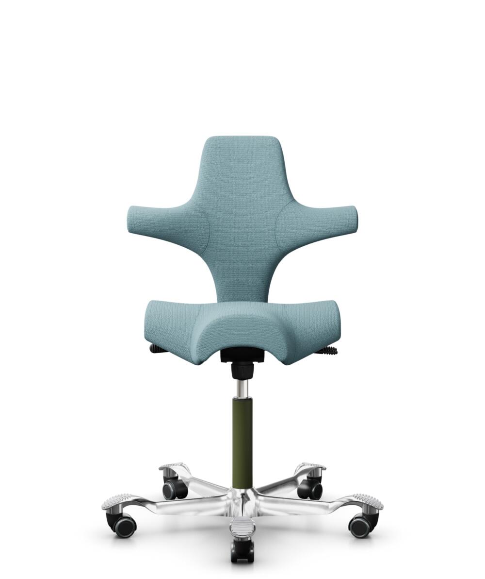 HÅG Capisco 8106 - Sirdal (GU) - Wol - SRD730 Blue - Framekleur - Moss Grey - Gasveer - 200 mm (Zithoogte 46-64cm) - Vloercontact - Harde wielen t.b.v. zachte vloeren - Voetenring - Nee, geen voetenring - Voetster - Ja, voetster in gepolijst aluminium - 1