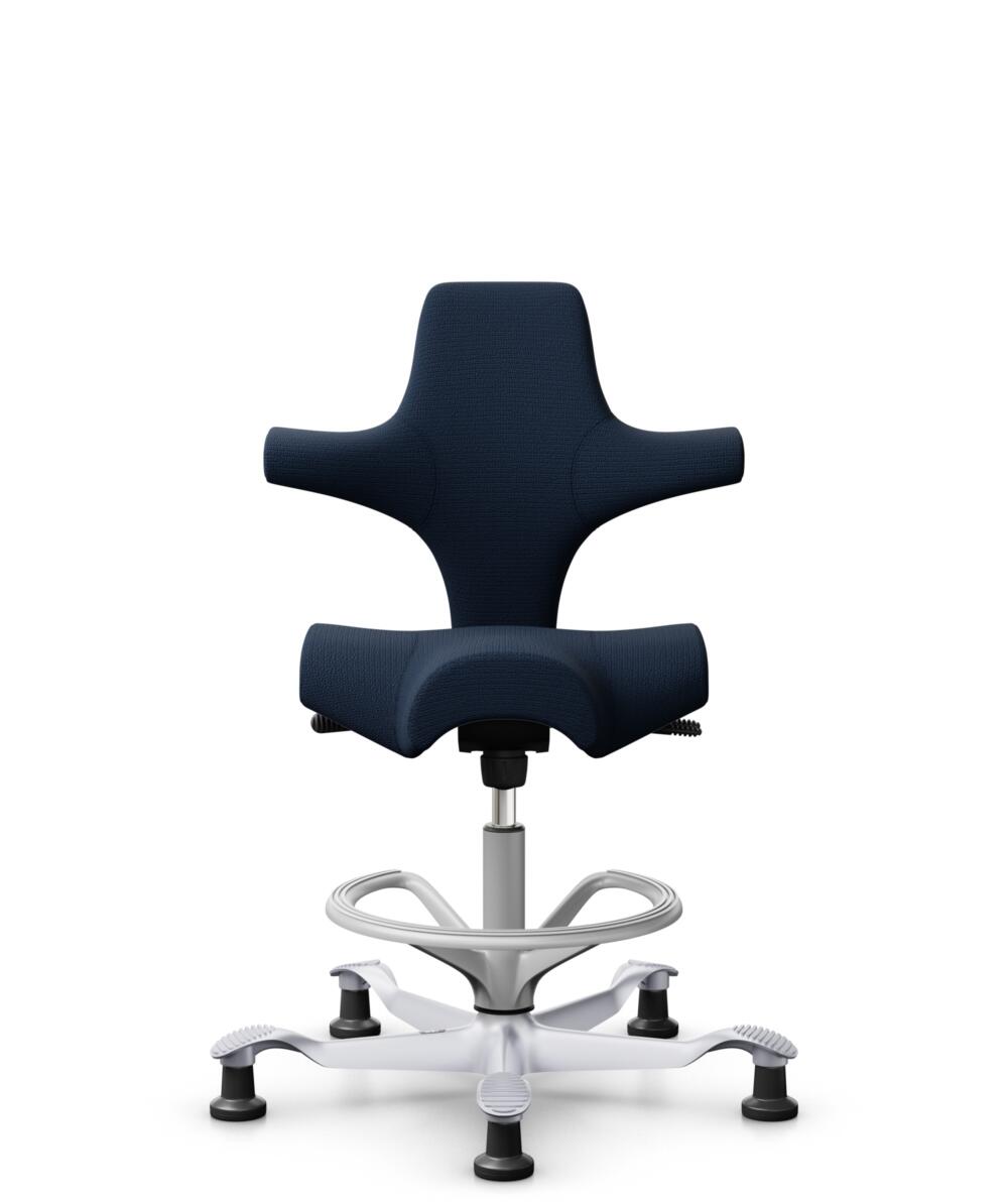 HÅG Capisco 8106 - Sirdal (GU) - Wol - SRD780 Dark blue - Framekleur - Zilver - Gasveer - 200 mm (Zithoogte 46-64cm) - Vloercontact - Glijdoppen - Voetenring - Ja, in framekleur - Voetster - Nee, voetster in framekleur - 1