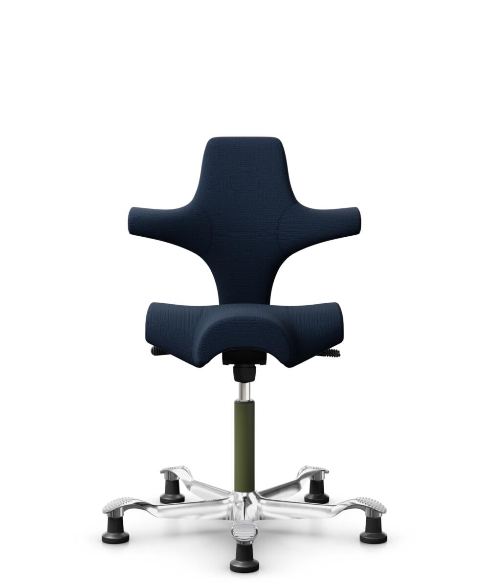 HÅG Capisco 8106 - Sirdal (GU) - Wol - SRD780 Dark blue - Framekleur - Moss Grey - Gasveer - 150 mm (Zithoogte 40-55cm) - Vloercontact - Glijdoppen - Voetenring - Nee, geen voetenring - Voetster - Ja, voetster in gepolijst aluminium - 1