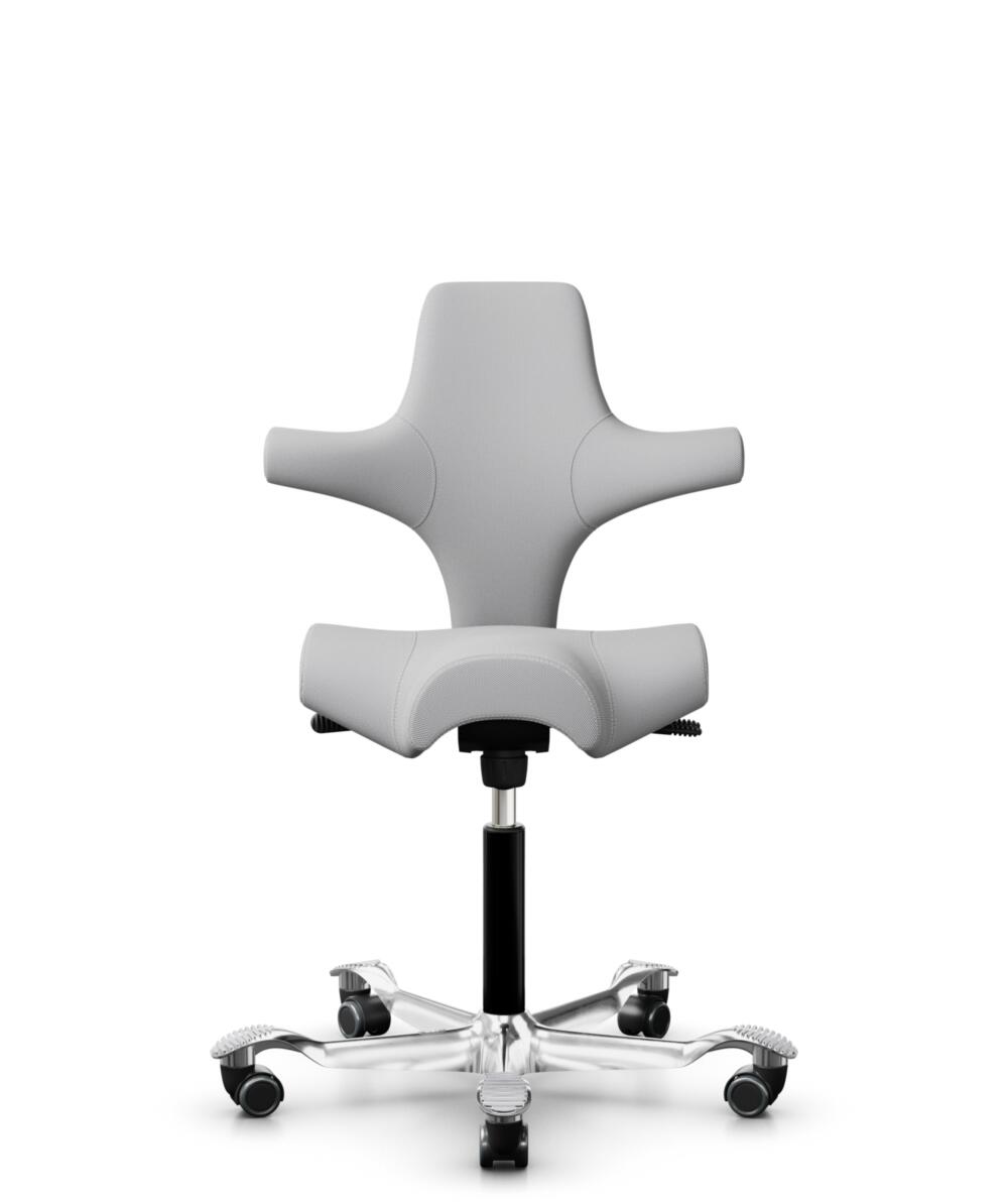 HÅG Capisco 8106 - Steelcut Trio 3 (Kvadrat) - Wol / Polyamide - STT133 - Light grey - Framekleur - Zwart - Gasveer - 265 mm (Zithoogte 53-79cm) - Vloercontact - Zachte wielen t.b.v. harde vloeren - Voetenring - Nee, geen voetenring - Voetster - Ja, vo... - 1