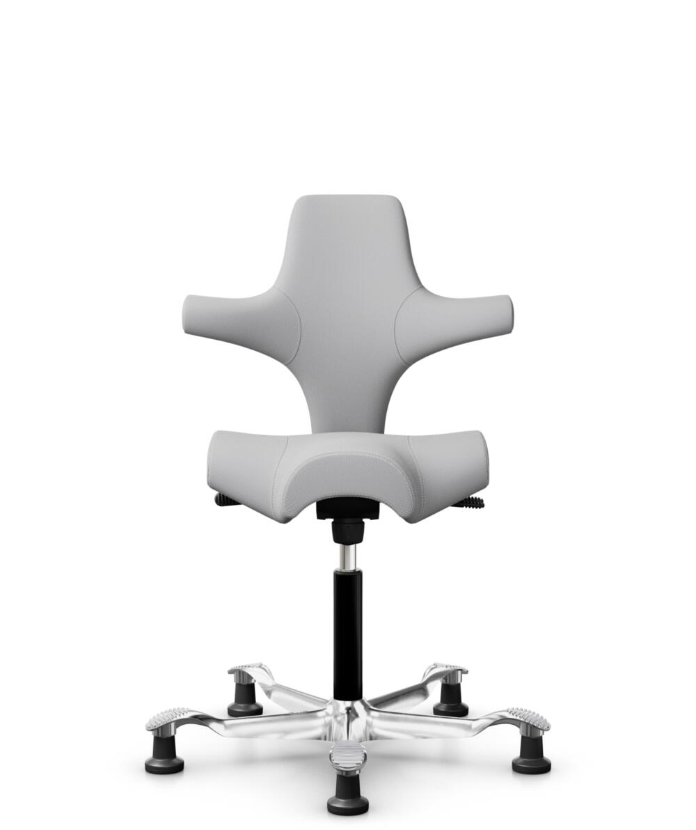 HÅG Capisco 8106 - Steelcut Trio 3 (Kvadrat) - Wol / Polyamide - STT133 - Light grey - Framekleur - Zwart - Gasveer - 265 mm (Zithoogte 53-79cm) - Vloercontact - Glijdoppen - Voetenring - Nee, geen voetenring - Voetster - Ja, voetster in gepolijst alum... - 1