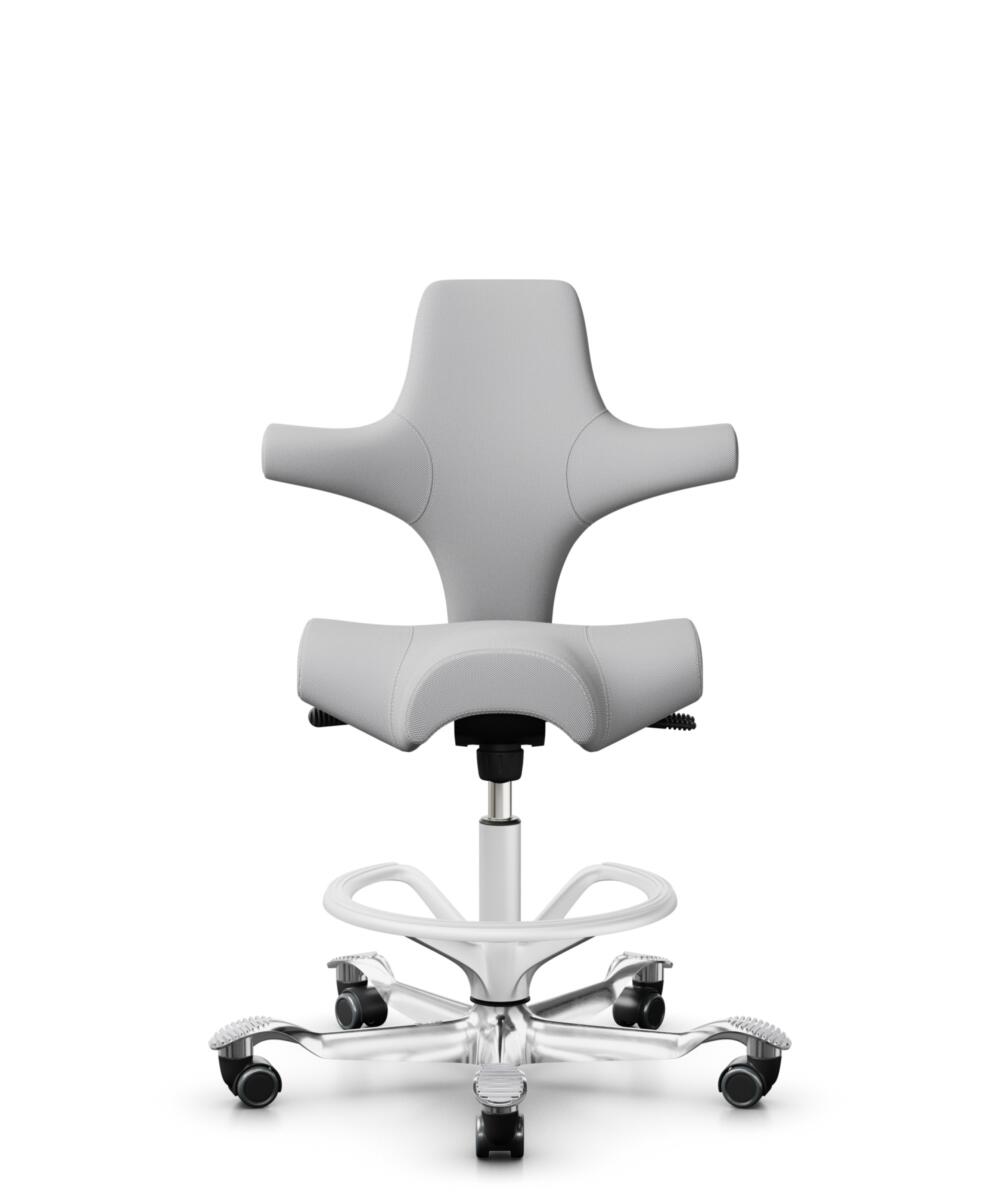 HÅG Capisco 8106 - Steelcut Trio 3 (Kvadrat) - Wol / Polyamide - STT133 - Light grey - Framekleur - Wit - Gasveer - 200 mm (Zithoogte 46-64cm) - Vloercontact - Zachte wielen t.b.v. harde vloeren - Voetenring - Ja, in framekleur - Voetster - Ja, voetste... - 1