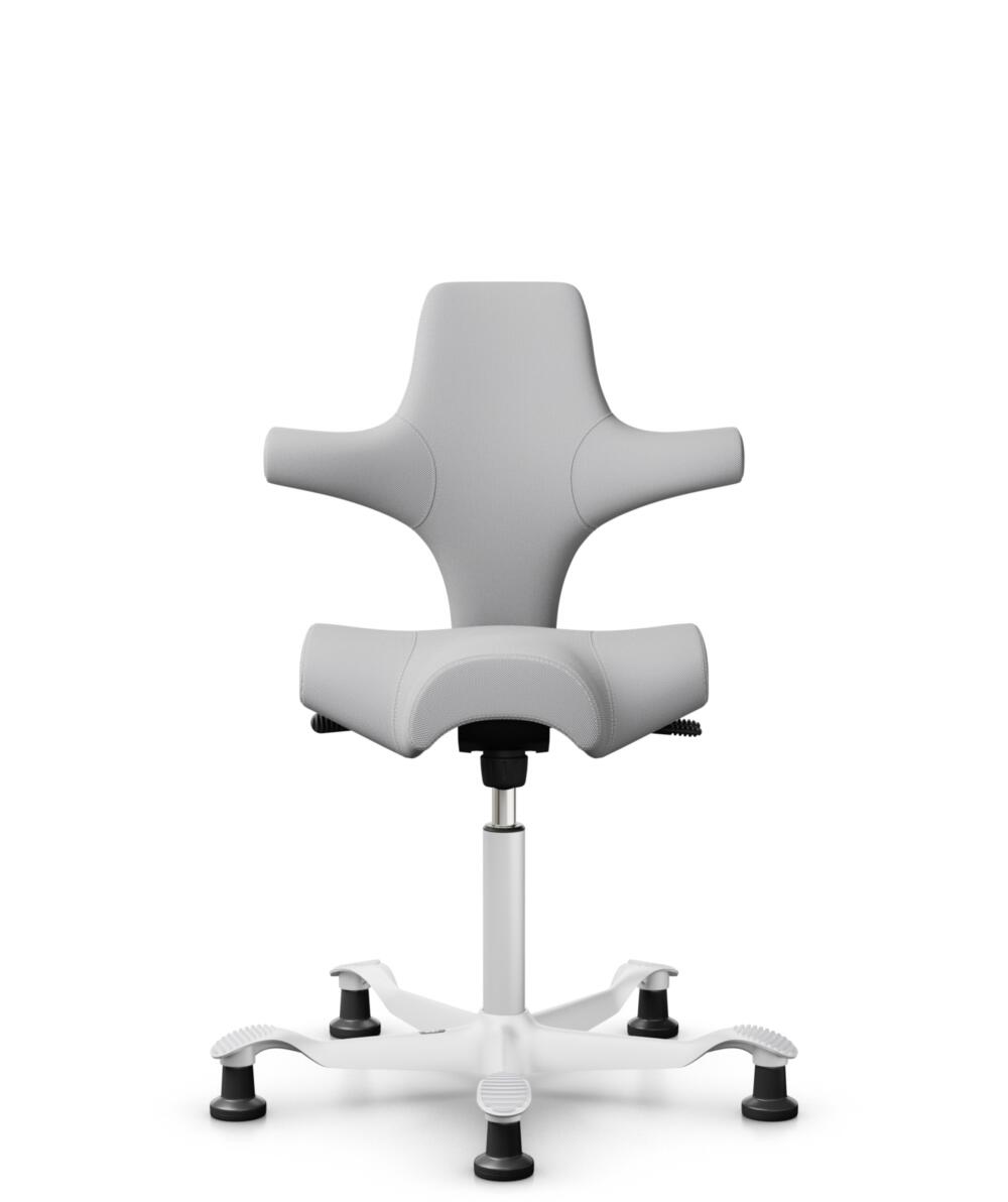 HÅG Capisco 8106 - Steelcut Trio 3 (Kvadrat) - Wol / Polyamide - STT133 - Light grey - Framekleur - Wit - Gasveer - 200 mm (Zithoogte 46-64cm) - Vloercontact - Glijdoppen - Voetenring - Nee, geen voetenring - Voetster - Nee, voetster in framekleur - 1