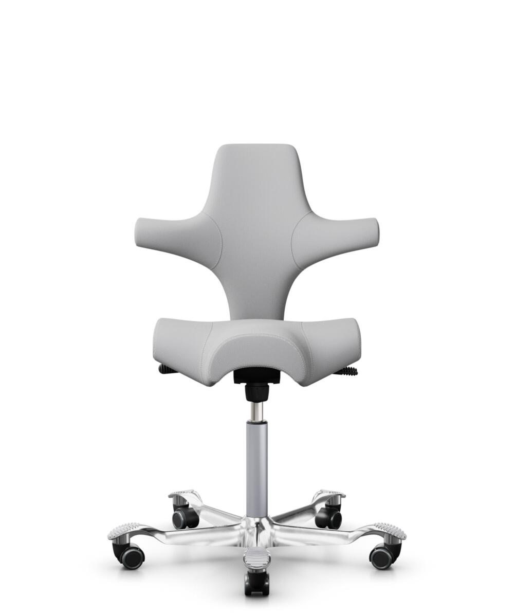 HÅG Capisco 8106 - Steelcut Trio 3 (Kvadrat) - Wol / Polyamide - STT133 - Light grey - Framekleur - Zilver - Gasveer - 150 mm (Zithoogte 40-55cm) - Vloercontact - Harde wielen t.b.v. zachte vloeren - Voetenring - Nee, geen voetenring - Voetster - Ja, v... - 2
