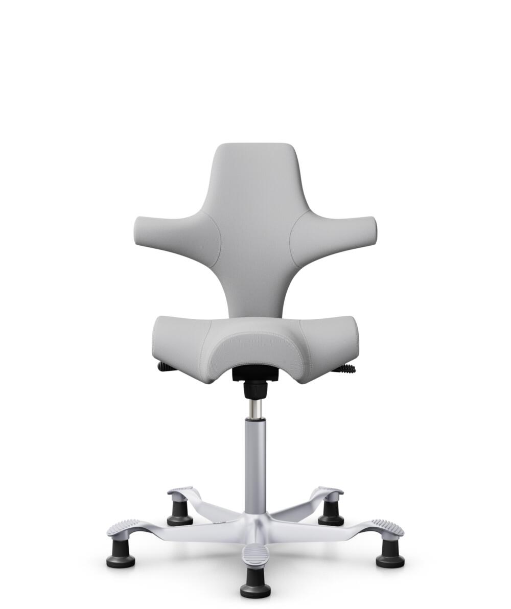 HÅG Capisco 8106 - Steelcut Trio 3 (Kvadrat) - Wol / Polyamide - STT133 - Light grey - Framekleur - Zilver - Gasveer - 150 mm (Zithoogte 40-55cm) - Vloercontact - Glijdoppen - Voetenring - Nee, geen voetenring - Voetster - Nee, voetster in framekleur - 1