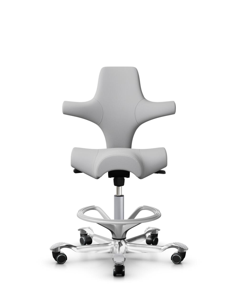HÅG Capisco 8106 - Steelcut Trio 3 (Kvadrat) - Wol / Polyamide - STT133 - Light grey - Framekleur - Zilver - Gasveer - 200 mm (Zithoogte 46-64cm) - Vloercontact - Zachte wielen t.b.v. harde vloeren - Voetenring - Ja, in framekleur - Voetster - Ja, voet... - 1