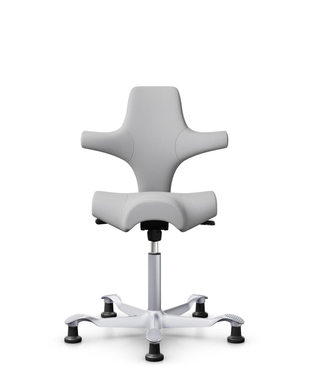 HÅG Capisco 8106 - Steelcut Trio 3 (Kvadrat) - Wol / Polyamide - STT133 - Light grey - Framekleur - Zilver - Gasveer - 265 mm (Zithoogte 53-79cm) - Vloercontact - Glijdoppen - Voetenring - Nee, geen voetenring - Voetster - Nee, voetster in framekleur - 1