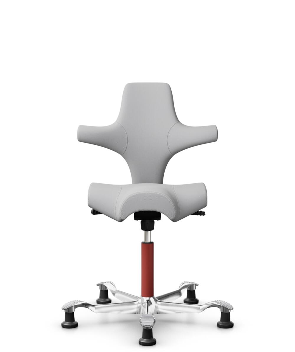 HÅG Capisco 8106 - Steelcut Trio 3 (Kvadrat) - Wol / Polyamide - STT133 - Light grey - Framekleur - Blush Rose - Gasveer - 150 mm (Zithoogte 40-55cm) - Vloercontact - Glijdoppen - Voetenring - Nee, geen voetenring - Voetster - Ja, voetster in gepolijst... - 1