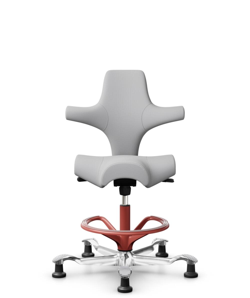 HÅG Capisco 8106 - Steelcut Trio 3 (Kvadrat) - Wol / Polyamide - STT133 - Light grey - Framekleur - Blush Rose - Gasveer - 200 mm (Zithoogte 46-64cm) - Vloercontact - Glijdoppen - Voetenring - Ja, in framekleur - Voetster - Ja, voetster in gepolijst al... - 1
