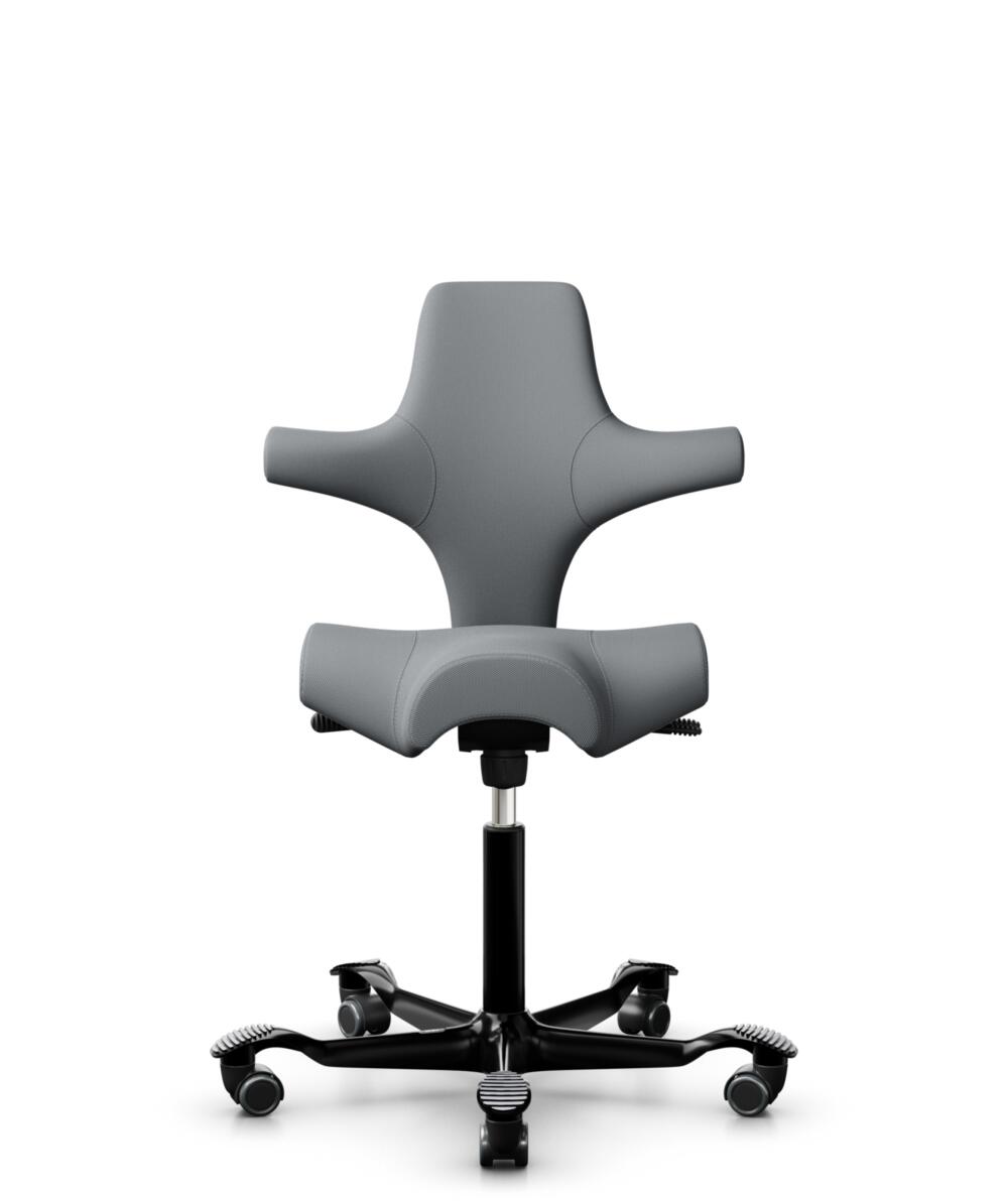 HÅG Capisco 8106 - Steelcut Trio 3 (Kvadrat) - Wol / Polyamide - STT153 - Grey - Framekleur - Zwart - Gasveer - 265 mm (Zithoogte 53-79cm) - Vloercontact - Zachte wielen t.b.v. harde vloeren - Voetenring - Nee, geen voetenring - Voetster - Nee, voetste... - 1