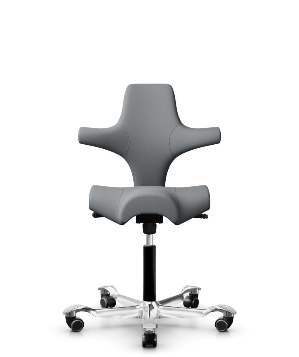HÅG Capisco 8106 - Steelcut Trio 3 (Kvadrat) - Wol / Polyamide - STT153 - Grey - Framekleur - Zwart - Gasveer - 265 mm (Zithoogte 53-79cm) - Vloercontact - Zachte wielen t.b.v. harde vloeren - Voetenring - Nee, geen voetenring - Voetster - Ja, voetster... - 1