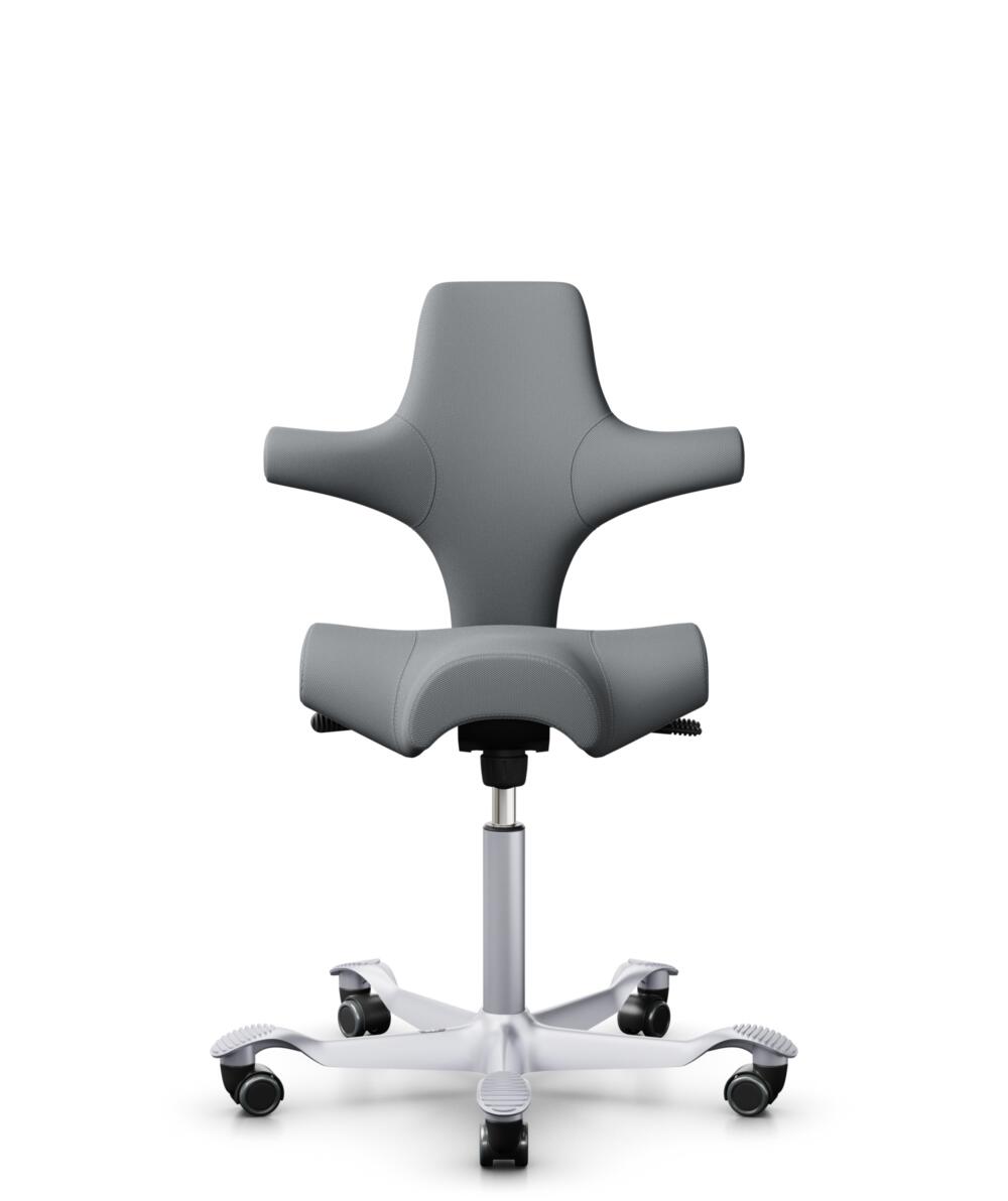 HÅG Capisco 8106 - Steelcut Trio 3 (Kvadrat) - Wol / Polyamide - STT153 - Grey - Framekleur - Zilver - Gasveer - 150 mm (Zithoogte 40-55cm) - Vloercontact - Zachte wielen t.b.v. harde vloeren - Voetenring - Nee, geen voetenring - Voetster - Nee, voetst... - 1