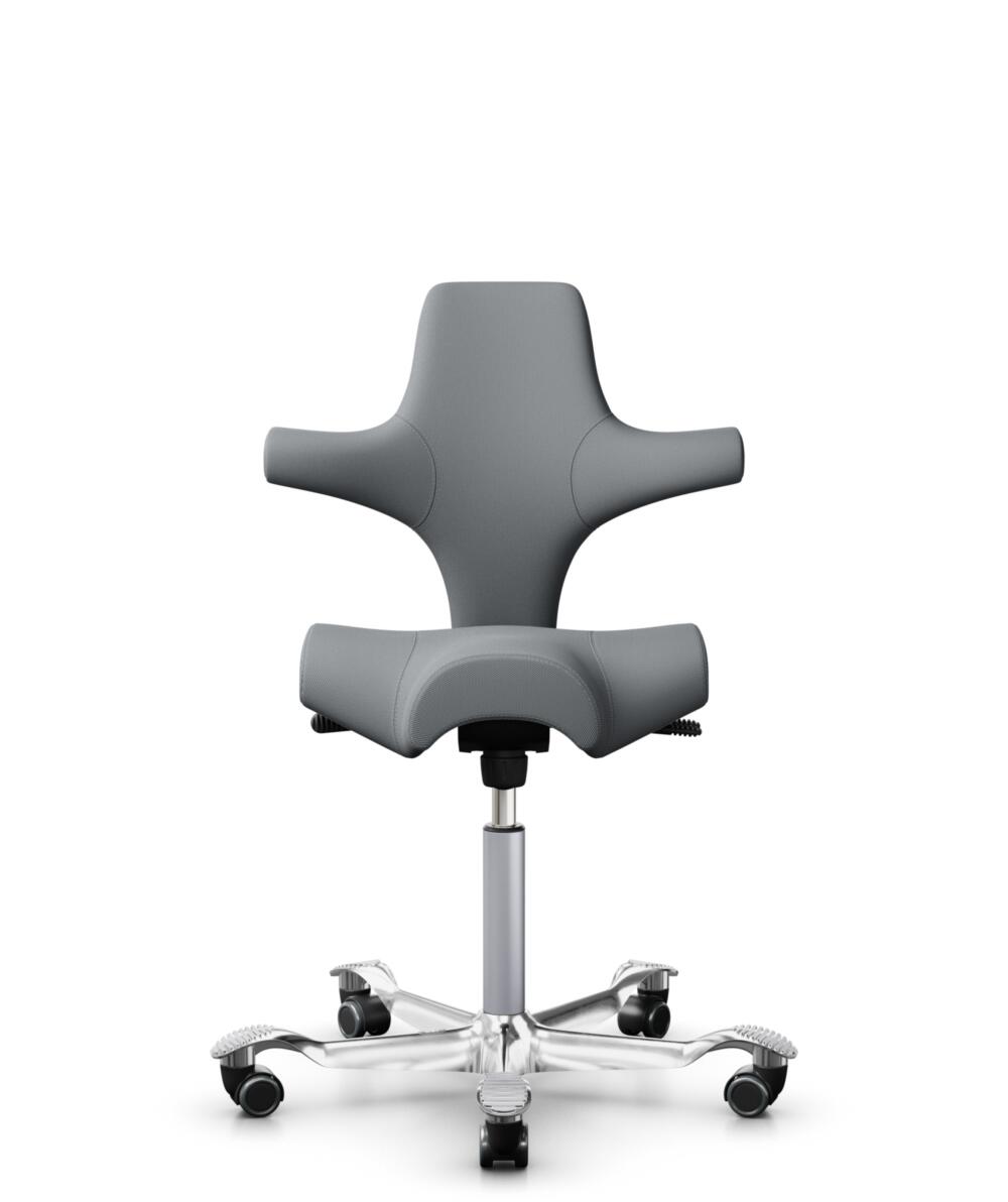 HÅG Capisco 8106 - Steelcut Trio 3 (Kvadrat) - Wol / Polyamide - STT153 - Grey - Framekleur - Zilver - Gasveer - 150 mm (Zithoogte 40-55cm) - Vloercontact - Zachte wielen t.b.v. harde vloeren - Voetenring - Nee, geen voetenring - Voetster - Ja, voetste... - 1
