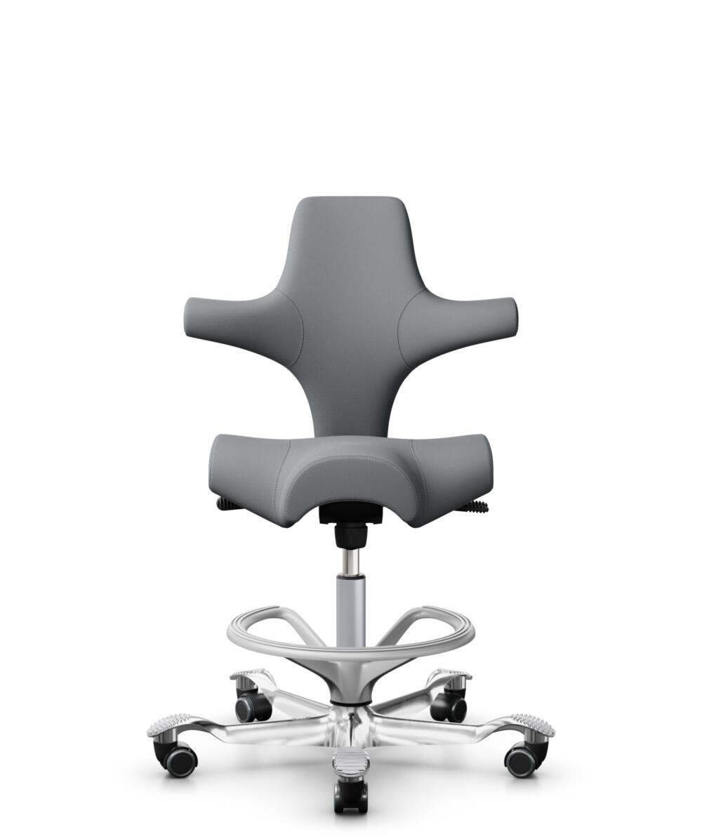 HÅG Capisco 8106 - Steelcut Trio 3 (Kvadrat) - Wol / Polyamide - STT153 - Grey - Framekleur - Zilver - Gasveer - 265 mm (Zithoogte 53-79cm) - Vloercontact - Zachte wielen t.b.v. harde vloeren - Voetenring - Ja, in framekleur - Voetster - Ja, voetster i... - 1