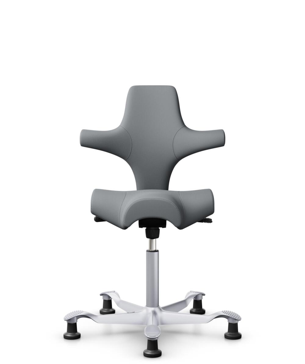 HÅG Capisco 8106 - Steelcut Trio 3 (Kvadrat) - Wol / Polyamide - STT153 - Grey - Framekleur - Zilver - Gasveer - 265 mm (Zithoogte 53-79cm) - Vloercontact - Glijdoppen - Voetenring - Nee, geen voetenring - Voetster - Nee, voetster in framekleur - 1