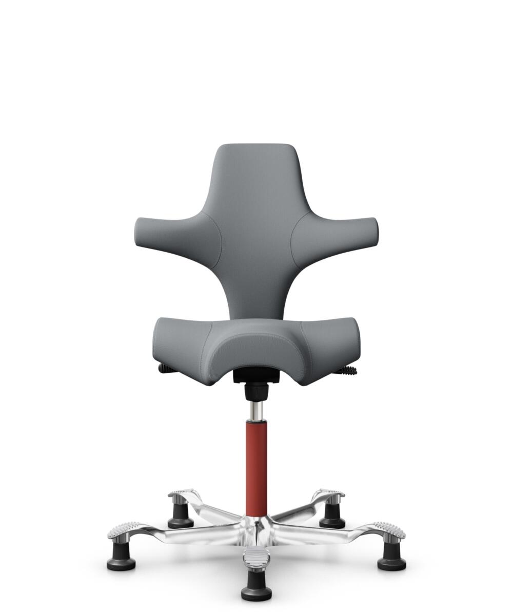 HÅG Capisco 8106 - Steelcut Trio 3 (Kvadrat) - Wol / Polyamide - STT153 - Grey - Framekleur - Blush Rose - Gasveer - 265 mm (Zithoogte 53-79cm) - Vloercontact - Glijdoppen - Voetenring - Nee, geen voetenring - Voetster - Ja, voetster in gepolijst alumi... - 1