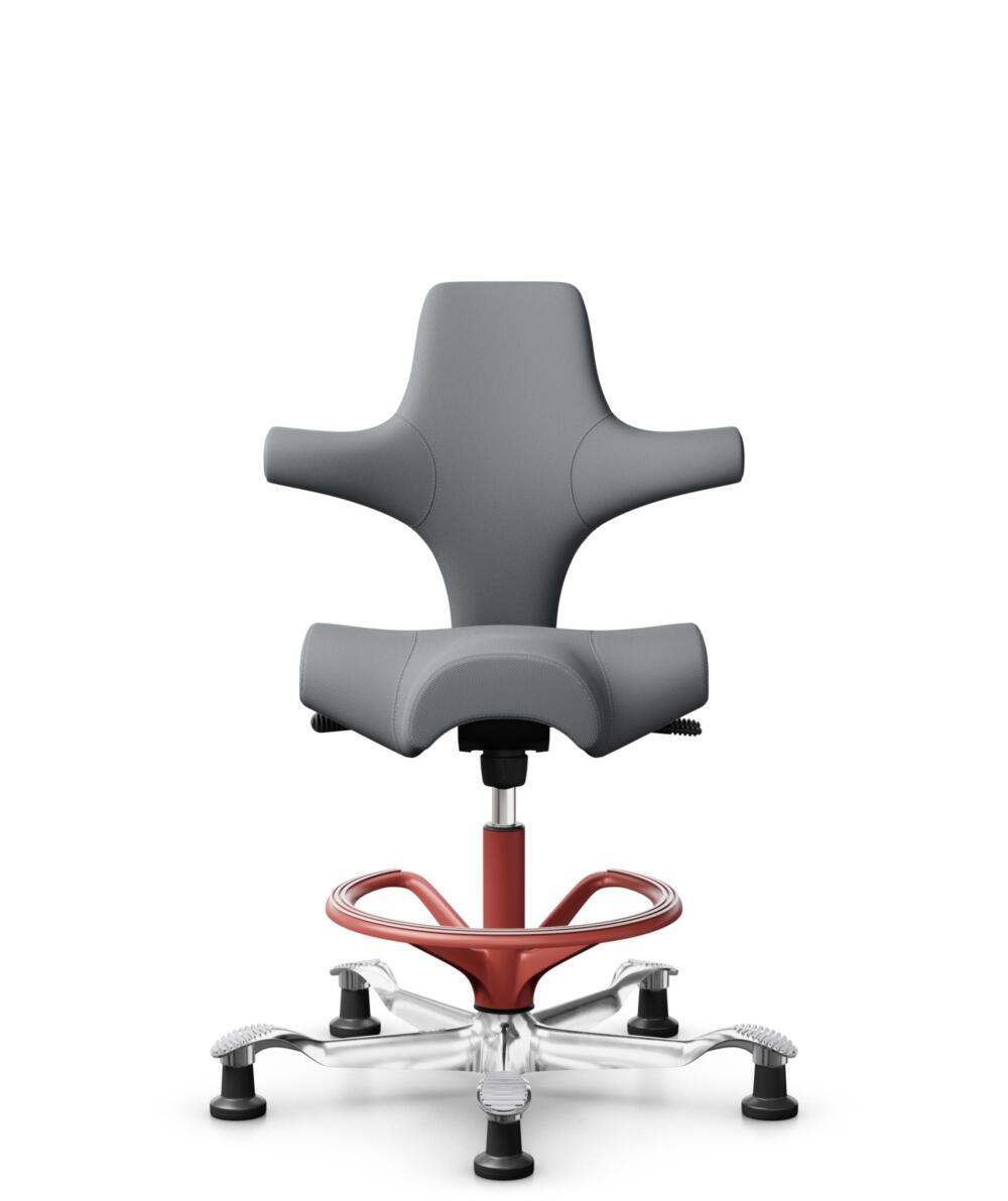 HÅG Capisco 8106 - Steelcut Trio 3 (Kvadrat) - Wol / Polyamide - STT153 - Grey - Framekleur - Blush Rose - Gasveer - 265 mm (Zithoogte 53-79cm) - Vloercontact - Glijdoppen - Voetenring - Ja, in framekleur - Voetster - Ja, voetster in gepolijst aluminium - 1