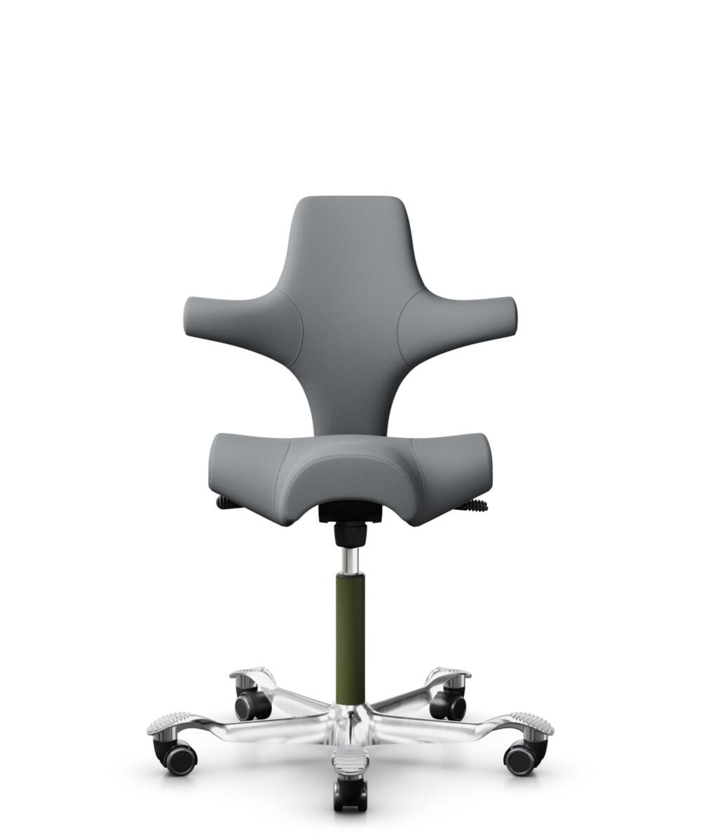 HÅG Capisco 8106 - Steelcut Trio 3 (Kvadrat) - Wol / Polyamide - STT153 - Grey - Framekleur - Moss Grey - Gasveer - 150 mm (Zithoogte 40-55cm) - Vloercontact - Harde wielen t.b.v. zachte vloeren - Voetenring - Nee, geen voetenring - Voetster - Ja, voet... - 1