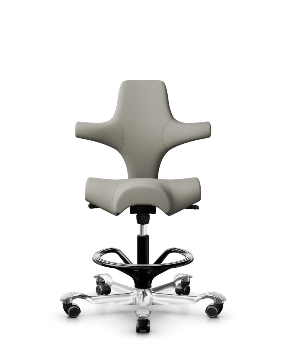 HÅG Capisco 8106 - Steelcut Trio 3 (Kvadrat) - Wol / Polyamide - STT253 - Beige-grey - Framekleur - Zwart - Gasveer - 200 mm (Zithoogte 46-64cm) - Vloercontact - Harde wielen t.b.v. zachte vloeren - Voetenring - Ja, in framekleur - Voetster - Ja, voets... - 1