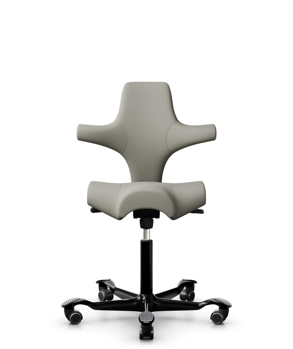 HÅG Capisco 8106 - Steelcut Trio 3 (Kvadrat) - Wol / Polyamide - STT253 - Beige-grey - Framekleur - Zwart - Gasveer - 265 mm (Zithoogte 53-79cm) - Vloercontact - Zachte wielen t.b.v. harde vloeren - Voetenring - Nee, geen voetenring - Voetster - Nee, v... - 1