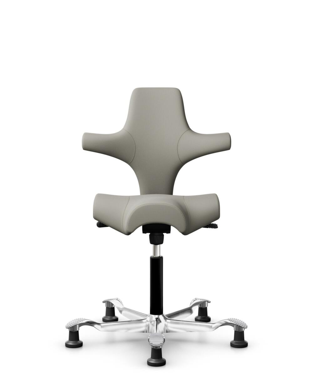 HÅG Capisco 8106 - Steelcut Trio 3 (Kvadrat) - Wol / Polyamide - STT253 - Beige-grey - Framekleur - Zwart - Gasveer - 265 mm (Zithoogte 53-79cm) - Vloercontact - Glijdoppen - Voetenring - Nee, geen voetenring - Voetster - Ja, voetster in gepolijst alum... - 1