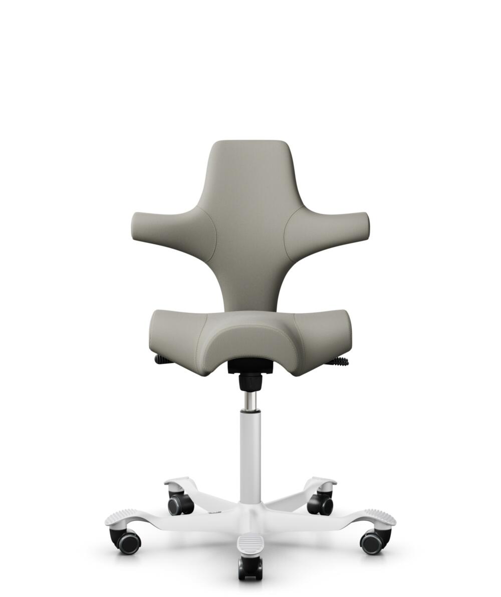 HÅG Capisco 8106 - Steelcut Trio 3 (Kvadrat) - Wol / Polyamide - STT253 - Beige-grey - Framekleur - Wit - Gasveer - 200 mm (Zithoogte 46-64cm) - Vloercontact - Zachte wielen t.b.v. harde vloeren - Voetenring - Nee, geen voetenring - Voetster - Nee, voe... - 1