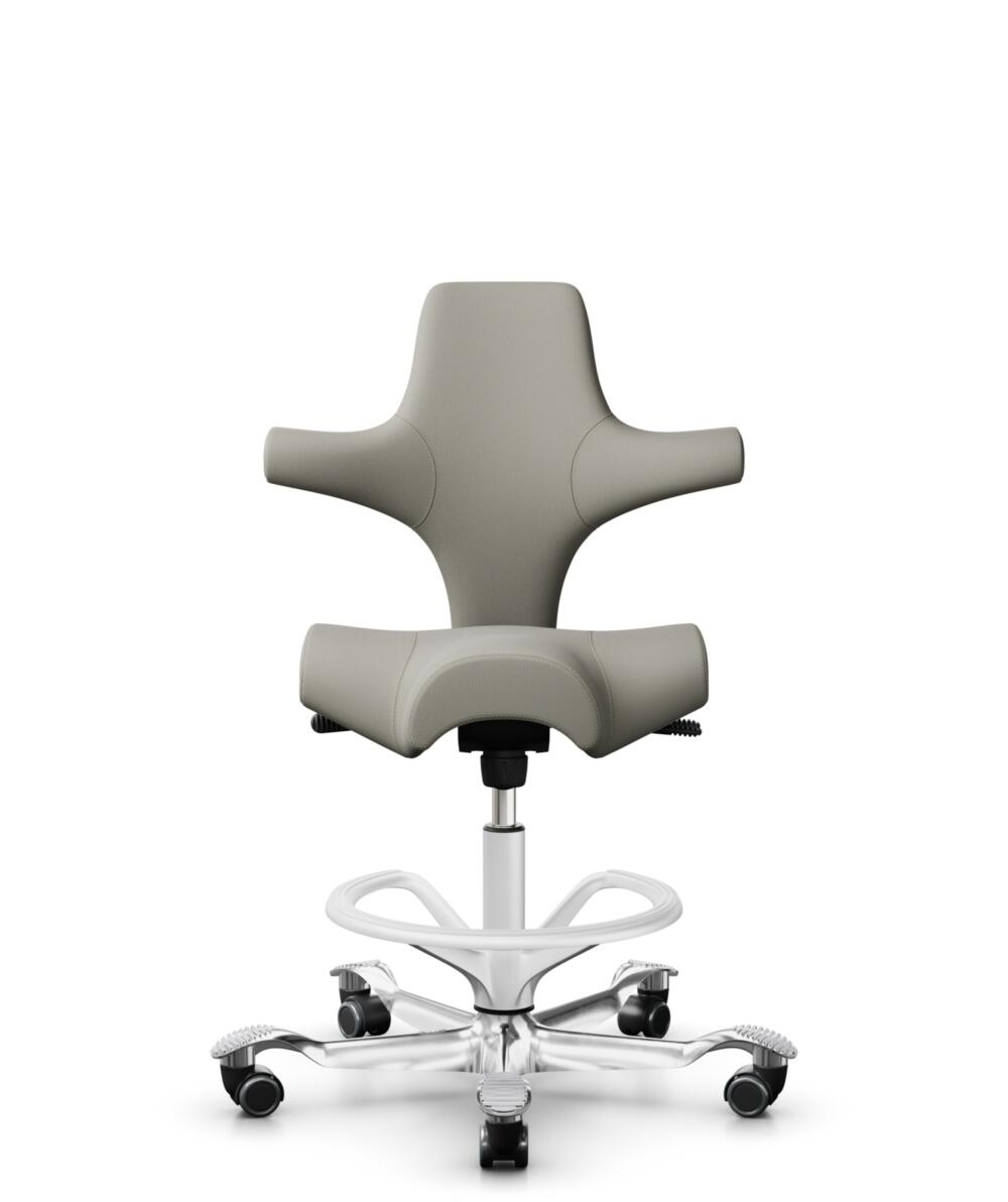 HÅG Capisco 8106 - Steelcut Trio 3 (Kvadrat) - Wol / Polyamide - STT253 - Beige-grey - Framekleur - Wit - Gasveer - 200 mm (Zithoogte 46-64cm) - Vloercontact - Zachte wielen t.b.v. harde vloeren - Voetenring - Ja, in framekleur - Voetster - Ja, voetste... - 1