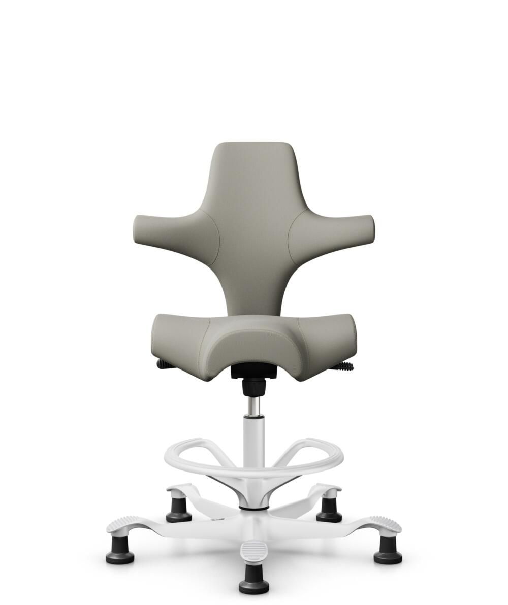 HÅG Capisco 8106 - Steelcut Trio 3 (Kvadrat) - Wol / Polyamide - STT253 - Beige-grey - Framekleur - Wit - Gasveer - 200 mm (Zithoogte 46-64cm) - Vloercontact - Glijdoppen - Voetenring - Ja, in framekleur - Voetster - Nee, voetster in framekleur - 1