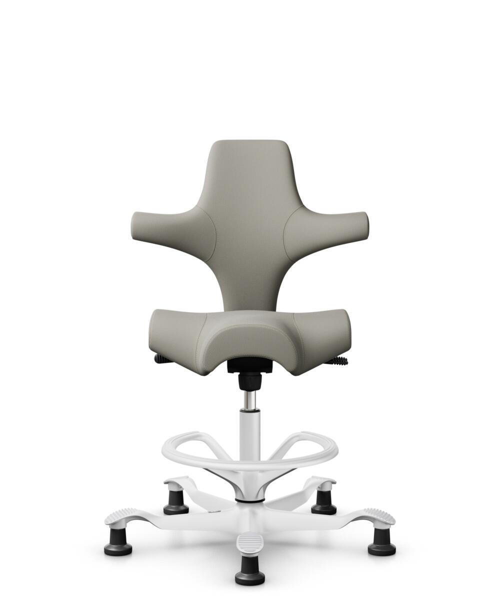 HÅG Capisco 8106 - Steelcut Trio 3 (Kvadrat) - Wol / Polyamide - STT253 - Beige-grey - Framekleur - Wit - Gasveer - 265 mm (Zithoogte 53-79cm) - Vloercontact - Glijdoppen - Voetenring - Ja, in framekleur - Voetster - Nee, voetster in framekleur - 1