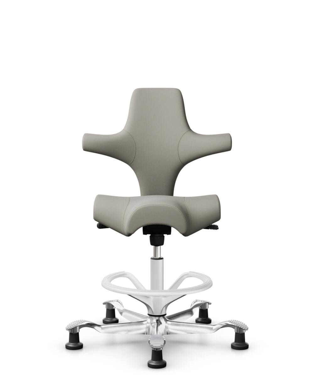 HÅG Capisco 8106 - Steelcut Trio 3 (Kvadrat) - Wol / Polyamide - STT253 - Beige-grey - Framekleur - Wit - Gasveer - 265 mm (Zithoogte 53-79cm) - Vloercontact - Glijdoppen - Voetenring - Ja, in framekleur - Voetster - Ja, voetster in gepolijst aluminium - 1