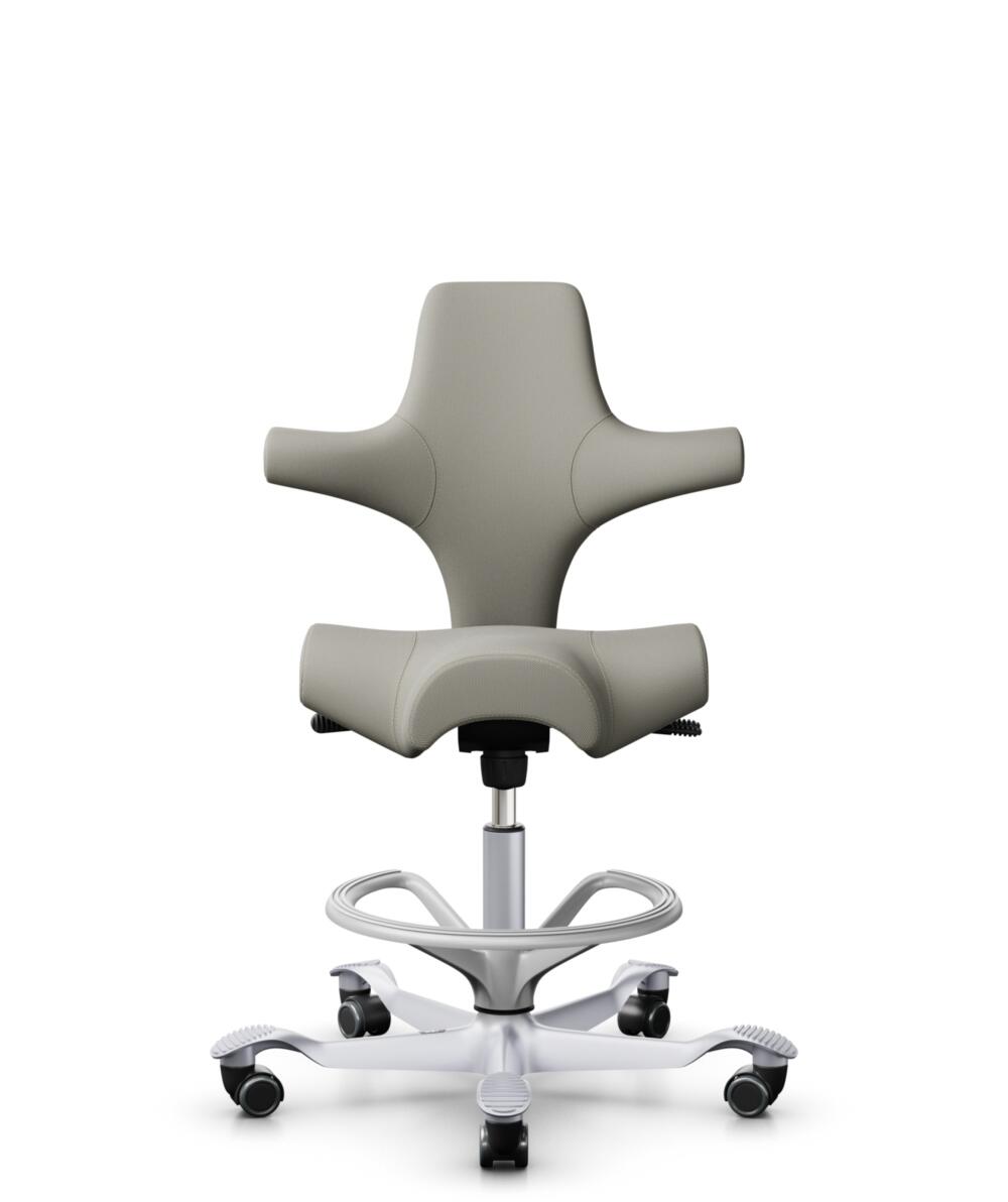 HÅG Capisco 8106 - Steelcut Trio 3 (Kvadrat) - Wol / Polyamide - STT253 - Beige-grey - Framekleur - Zilver - Gasveer - 265 mm (Zithoogte 53-79cm) - Vloercontact - Zachte wielen t.b.v. harde vloeren - Voetenring - Ja, in framekleur - Voetster - Nee, voe... - 1