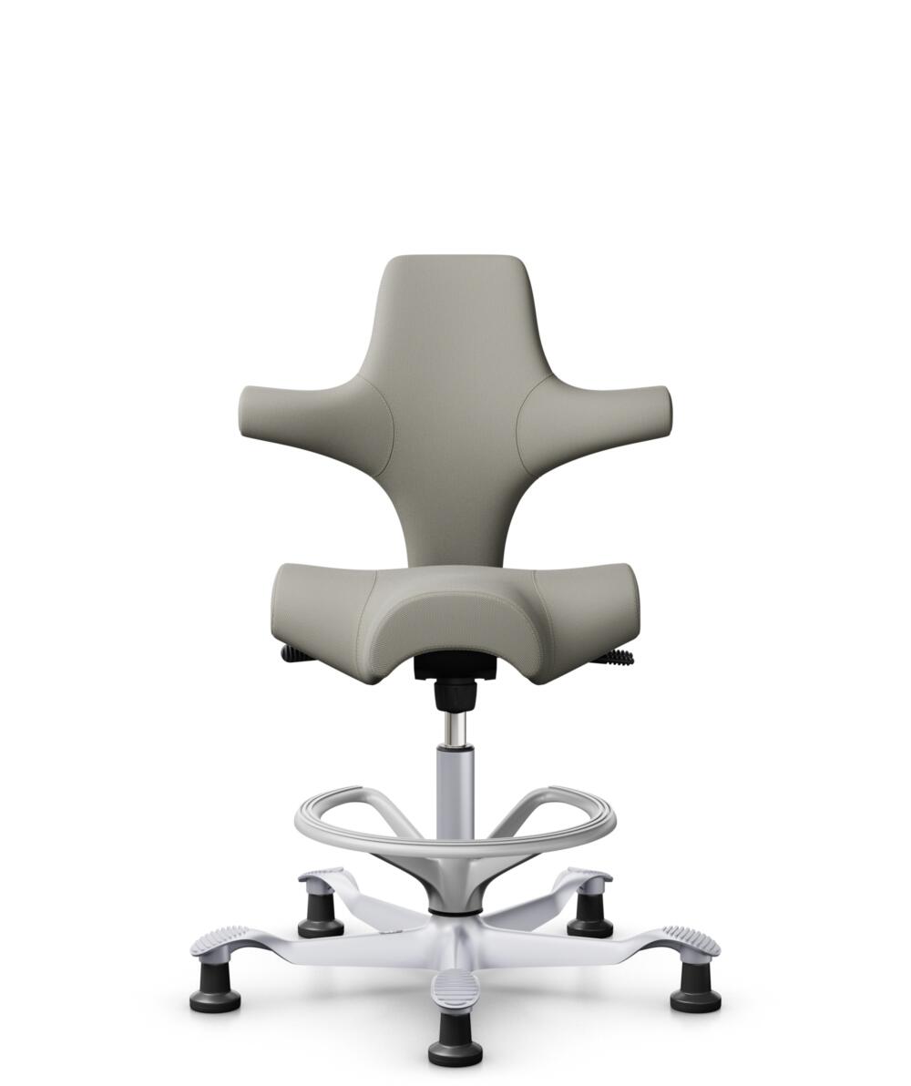 HÅG Capisco 8106 - Steelcut Trio 3 (Kvadrat) - Wol / Polyamide - STT253 - Beige-grey - Framekleur - Zilver - Gasveer - 265 mm (Zithoogte 53-79cm) - Vloercontact - Glijdoppen - Voetenring - Ja, in framekleur - Voetster - Nee, voetster in framekleur - 1
