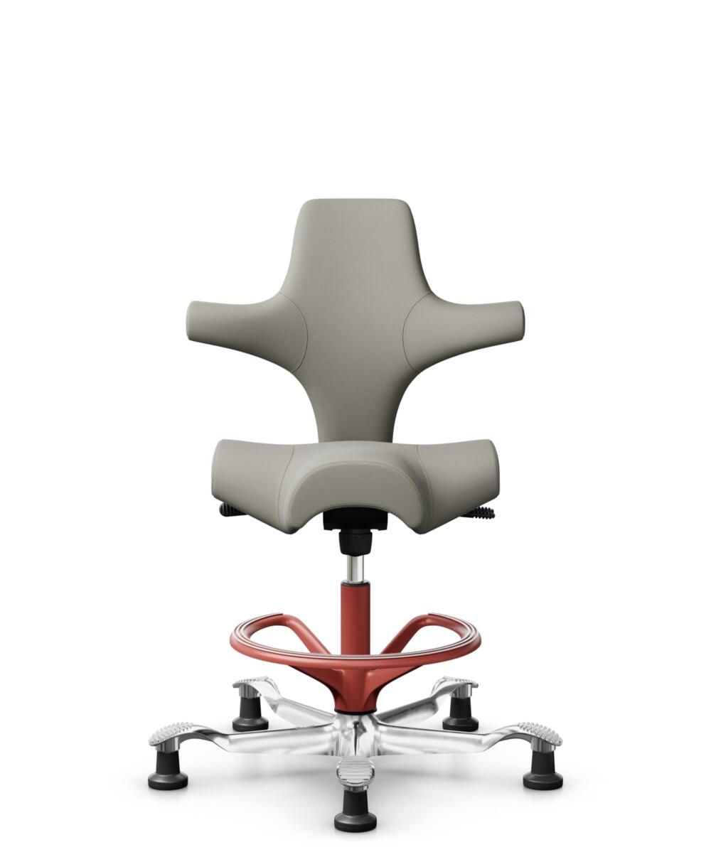 HÅG Capisco 8106 - Steelcut Trio 3 (Kvadrat) - Wol / Polyamide - STT253 - Beige-grey - Framekleur - Blush Rose - Gasveer - 200 mm (Zithoogte 46-64cm) - Vloercontact - Glijdoppen - Voetenring - Ja, in framekleur - Voetster - Ja, voetster in gepolijst al... - 1